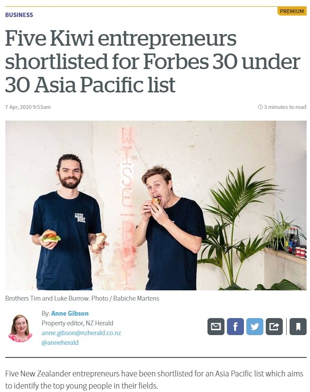 Five Kiwi entrepreneurs shortlisted for Forbes 30 under 30 Asia Pacific List | Berkano Foods Ltd