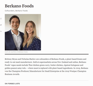 Forbes 30 Under 30 - Class of 2020 | Berkano Foods Ltd